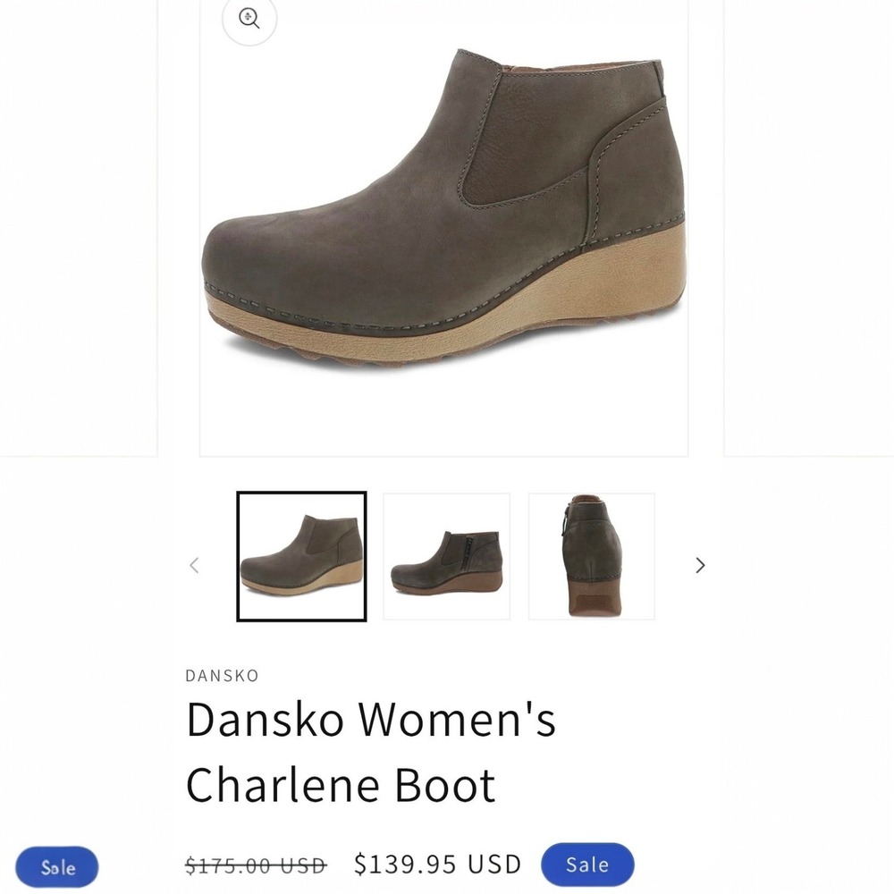 Dansko Charlene Women Ankle Boot Taupe Leather Wedge Zip 39 EU 8.5 US $175 - Picture 2 of 12